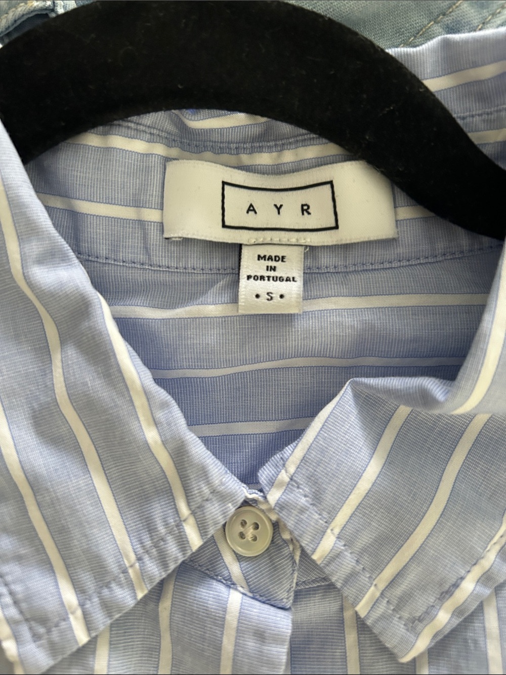 AYR Blue and White Striped Button-Down Shirt - Picture 2 of 3